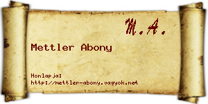 Mettler Abony névjegykártya